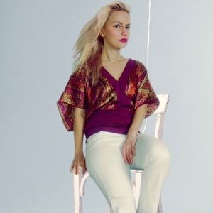 Paisley v-neck blouse S/M